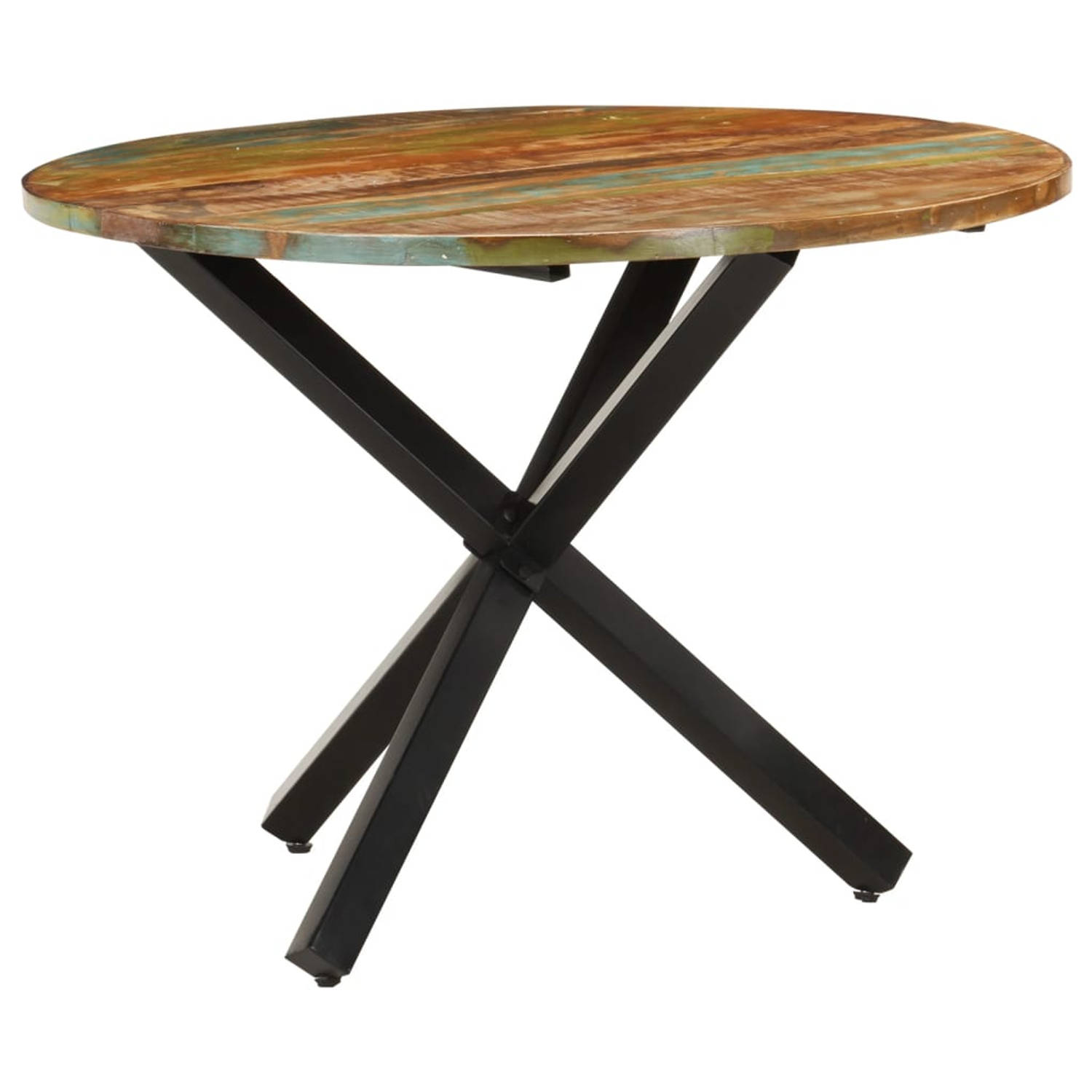 Vidaxl Eettafel Rond 100x100x75 Cm Massief Gerecycled Hout - Bruin