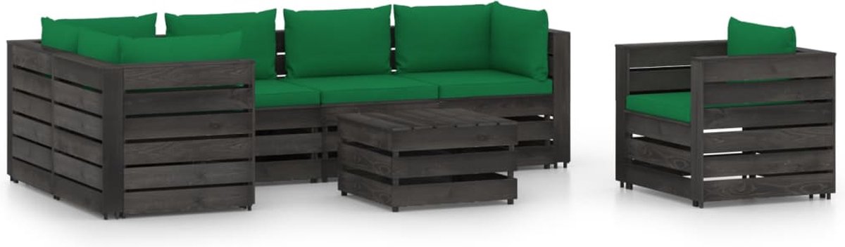 Vidaxl 7-delige Loungeset Met Kussens Geïmpregneerd Hout - Groen