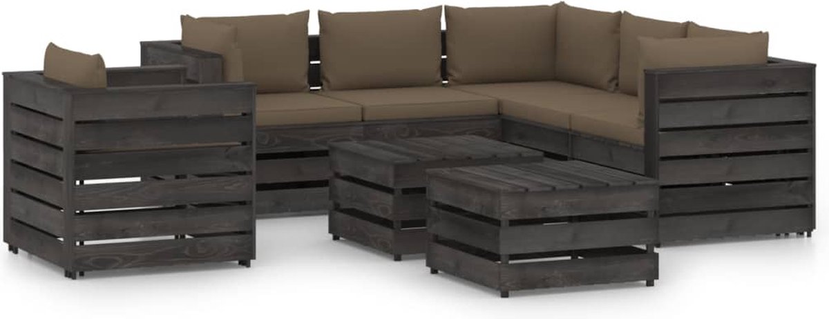 Vidaxl 8-delige Loungeset Met Kussens Geïmpregneerd Hout - Bruin