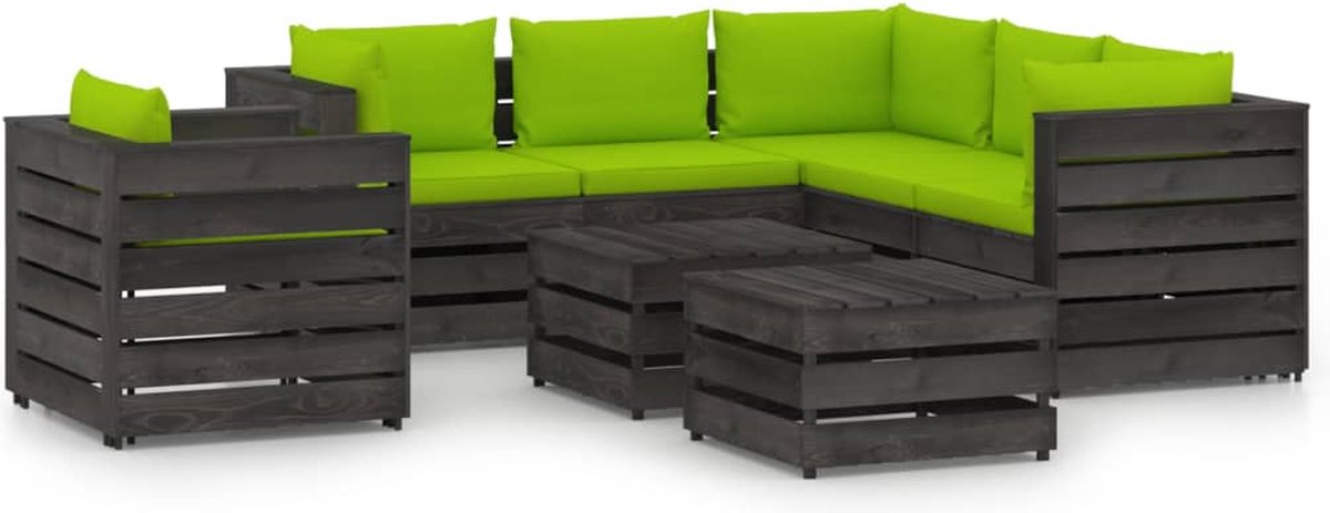 Vidaxl 8-delige Loungeset Met Kussens Geïmpregneerd Hout - Groen