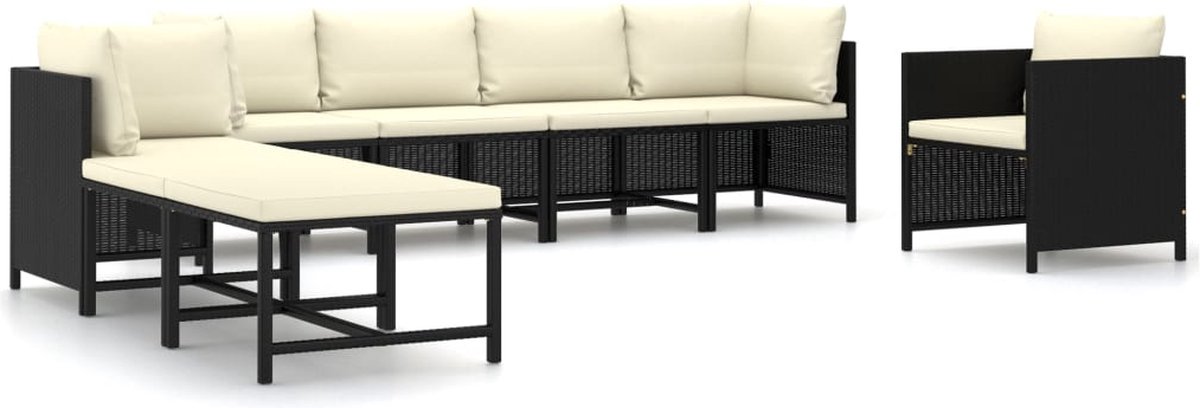 Vidaxl 8-delige Loungeset Met Kussens Poly Rattan - Zwart