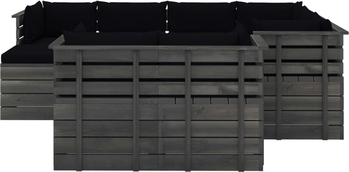 Vidaxl 10-delige Loungeset Met Kussens Pallet Massief Grenenhout - Zwart