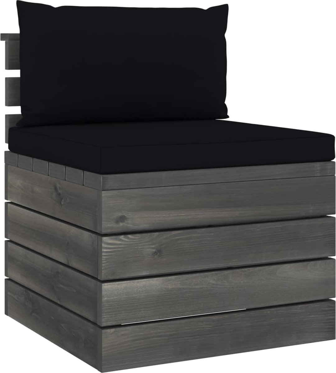 Vidaxl 10-delige Loungeset Met Kussens Pallet Massief Grenenhout - Zwart