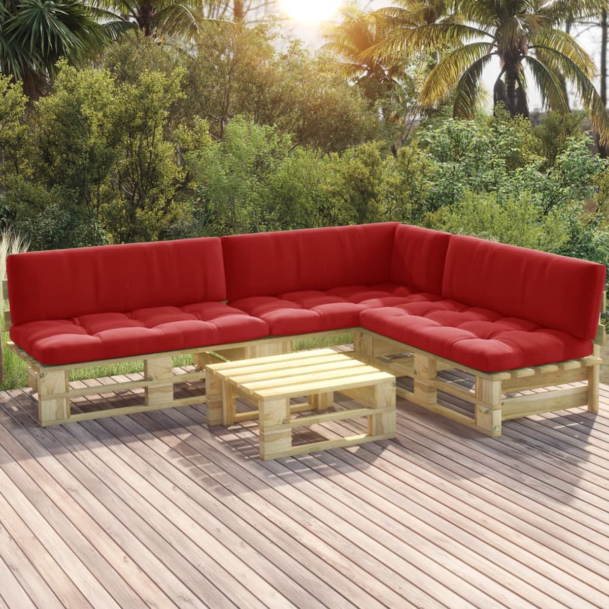 Vidaxl 4-delige Loungeset Pallet Met Kussens Geïmpregneerd Hout - Groen