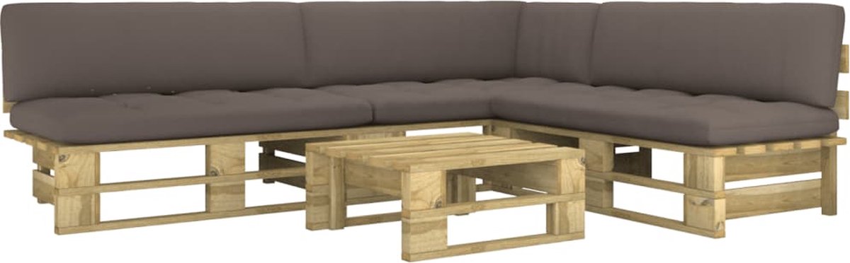 Vidaxl 4-delige Loungeset Pallet Met Kussens Geïmpregneerd Hout - Groen