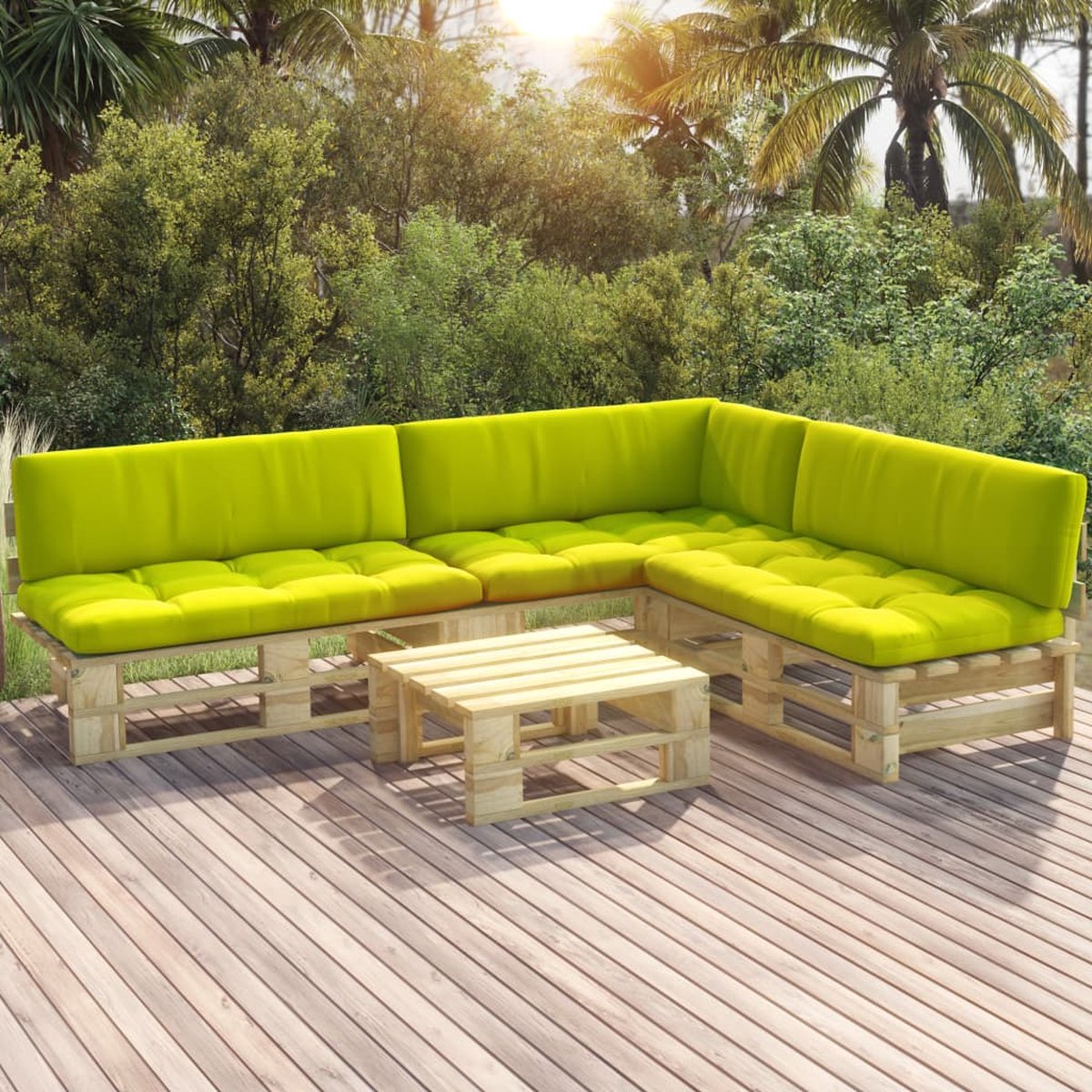 Vidaxl 4-delige Loungeset Pallet Met Kussens Geïmpregneerd Hout - Groen