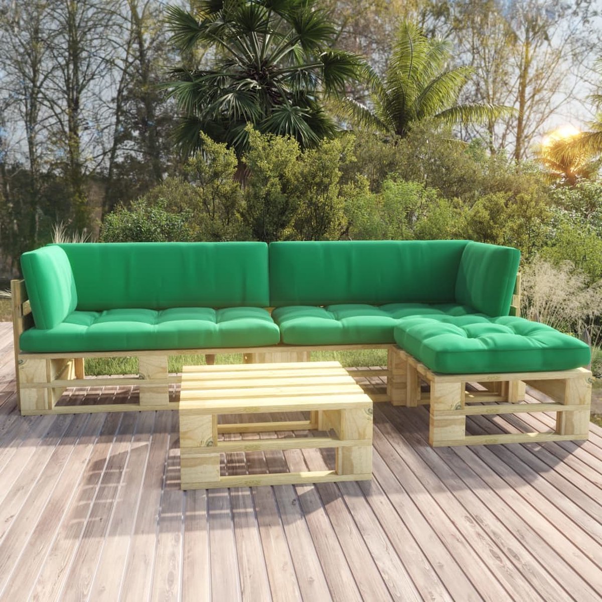 Vidaxl 4-delige Loungeset Pallet Met Kussens Geïmpregneerd Hout - Groen