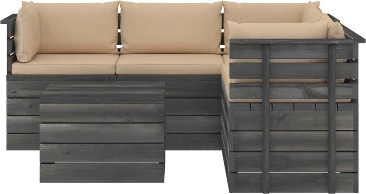 Vidaxl 6-delige Loungeset Met Kussens Pallet Massief Grenenhout - Beige