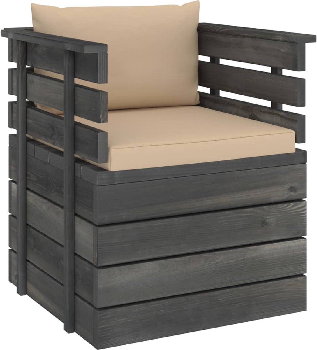 Vidaxl 7-delige Loungeset Met Kussens Pallet Massief Grenenhout - Beige