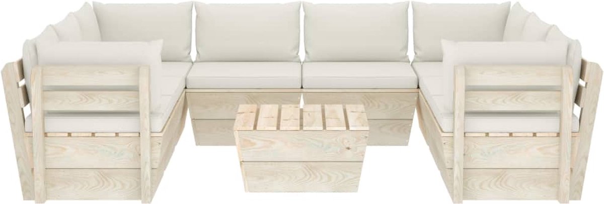 Vidaxl 9-delige Loungeset Met Kussens Pallet Vurenhout