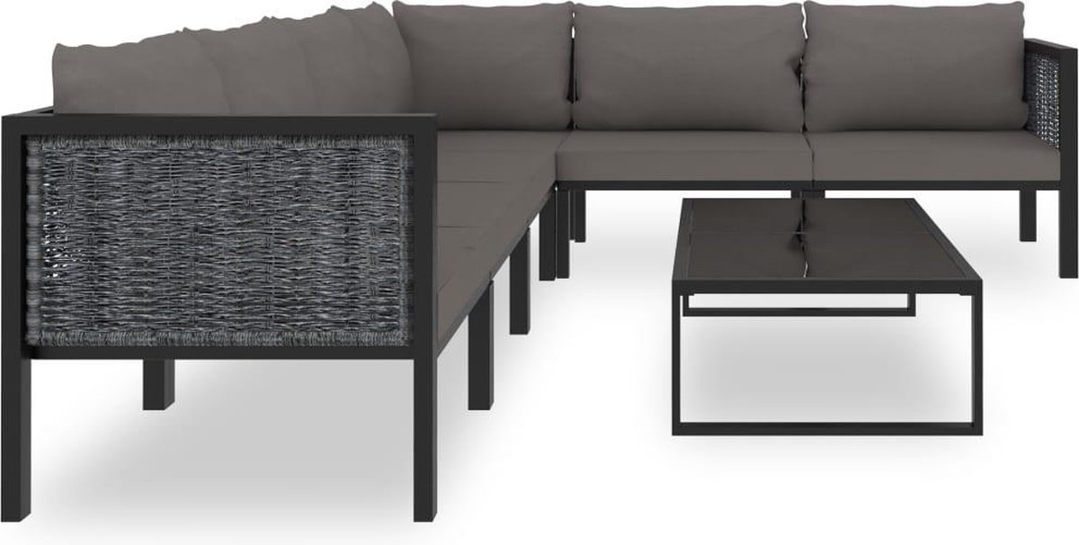 Vidaxl 7-delige Loungeset Met Kussens Poly Rattan Antraciet - Grijs