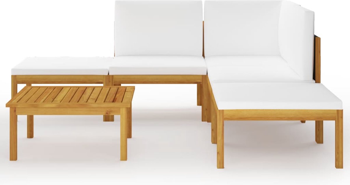 Vidaxl 6-delige Loungeset Met Kussens Massief Acaciahout Crème - Bruin