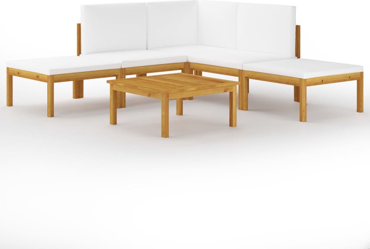 Vidaxl 6-delige Loungeset Met Kussens Massief Acaciahout Crème - Bruin
