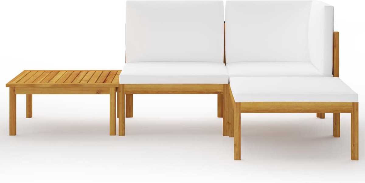 Vidaxl 4-delige Loungeset Met Kussens Massief Acaciahout Crème - Bruin