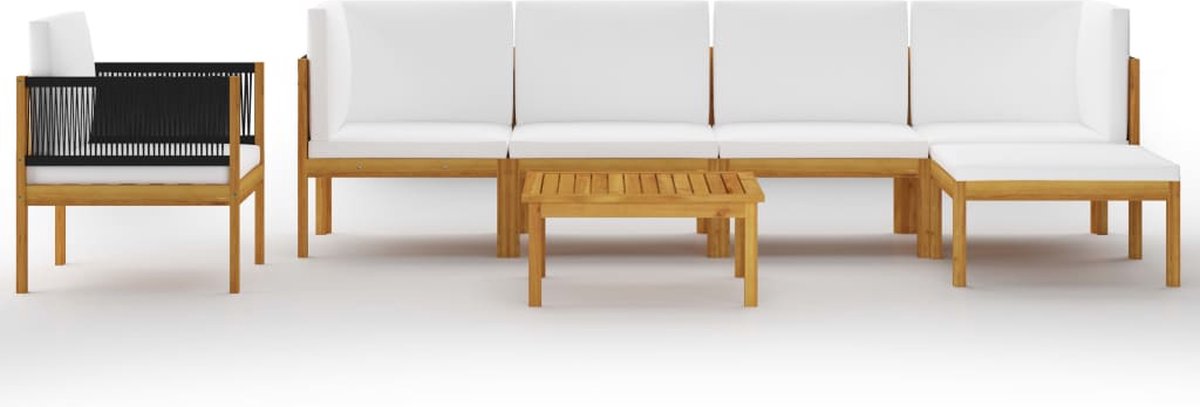 Vidaxl 7-delige Loungeset Met Kussens Massief Acaciahout Crème - Bruin