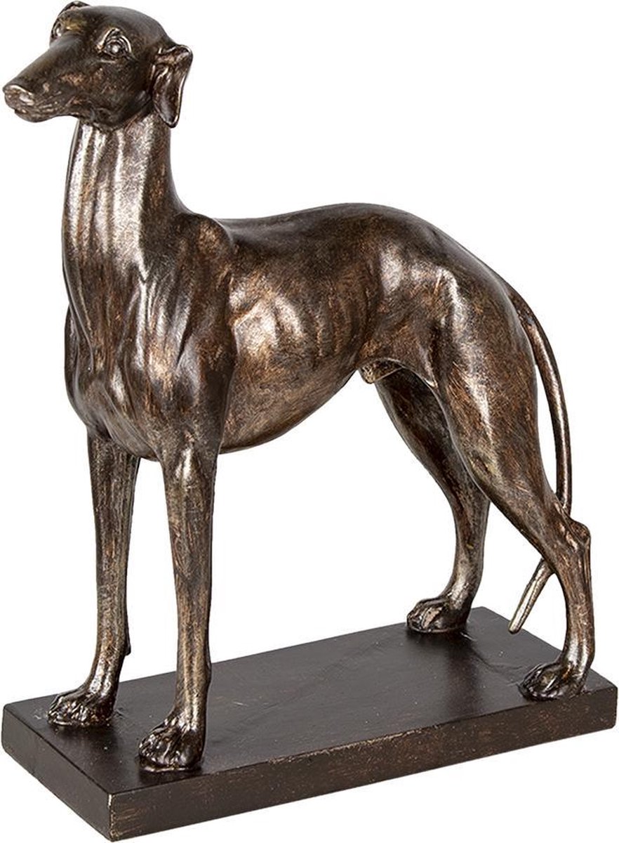 Clayre & Eef Decoratie Beeld Hond 6pr3397 27*11*31 Cm Koperkleurig, Kunststof - Bruin
