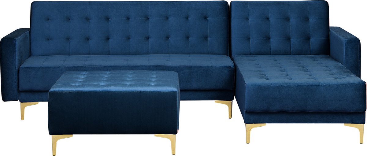 Beliani Beliani Aberdeen Slaapbank Fluweel 267x168x83 - Blauw