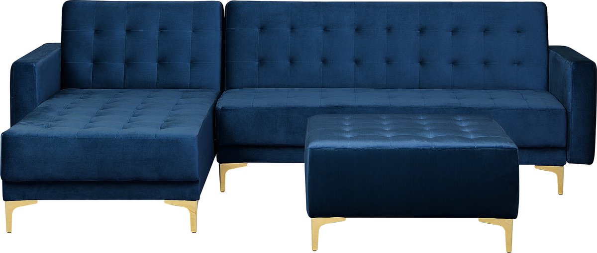 Beliani Beliani Aberdeen Slaapbank Fluweel 267x168x83 - Blauw