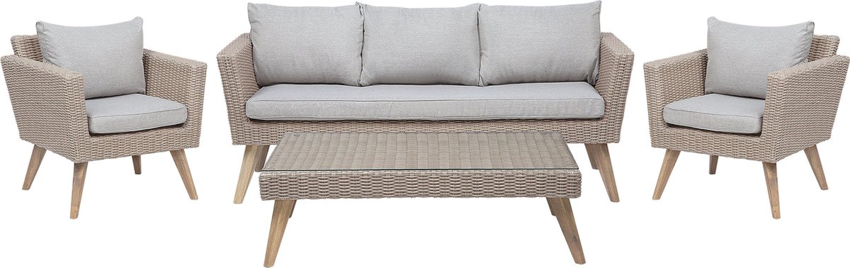 Beliani Vittoria Xl Loungeset Pe Rotan 60 X 120 Cm - Beige