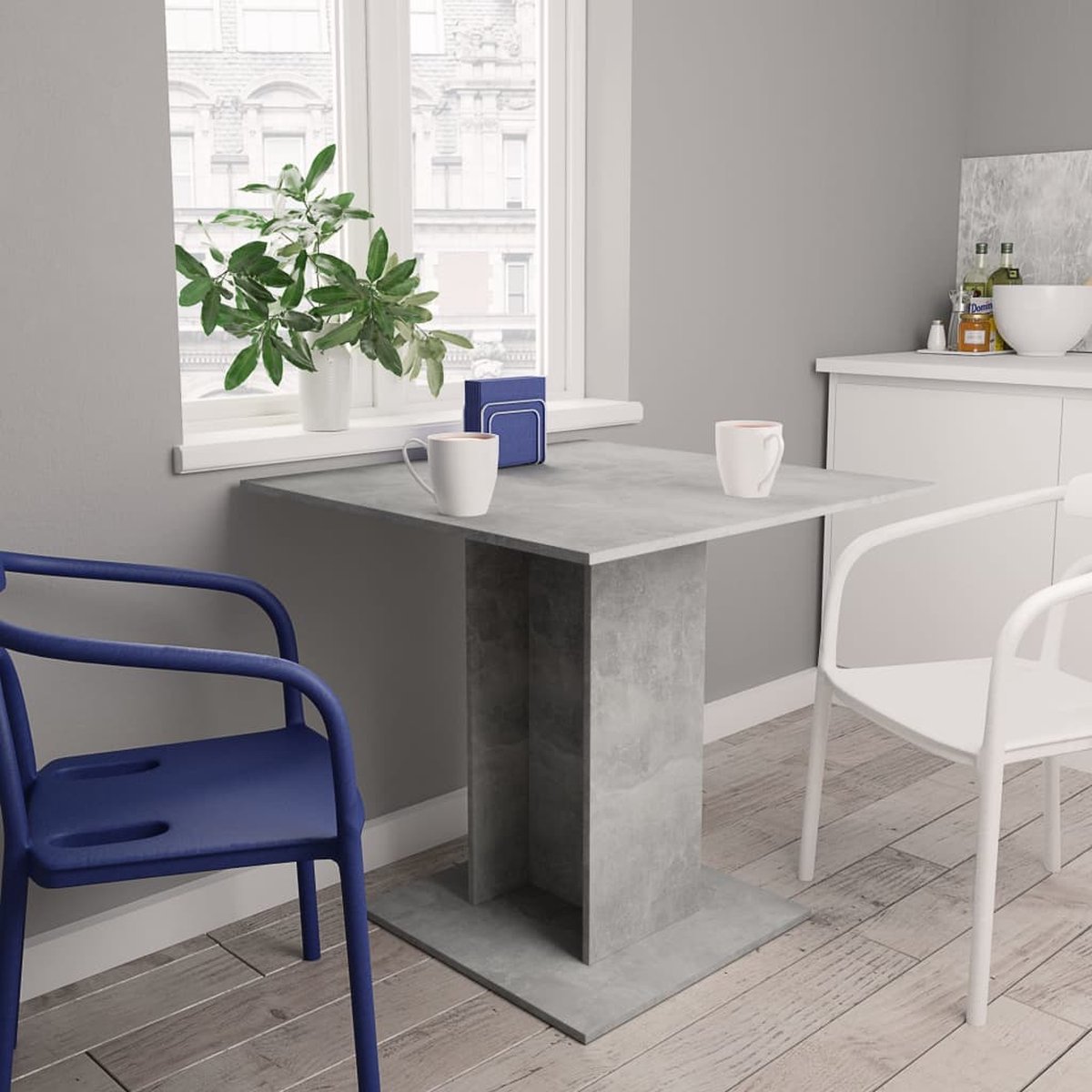 Vidaxl Eettafel 80x80x75 Cm Spaanplaat Beton - Gris