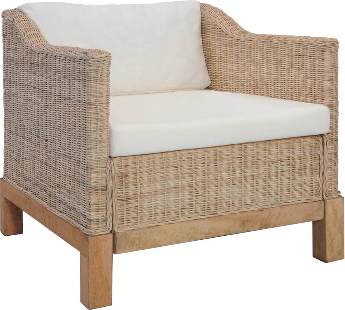 Vidaxl Fauteuil Met Kussens Natuurlijk Rattan - Bruin