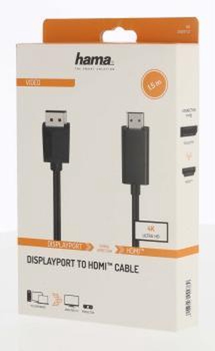 Hama DisplayPort naar HDMI 1.5m - Zwart