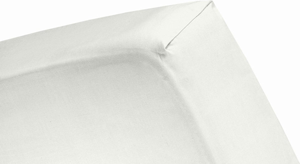 Cinderella Basic Percaline Katoen Hoeslaken - 100% Percaline Katoen - 1-persoons (90x220 Cm) - Ivory - Wit