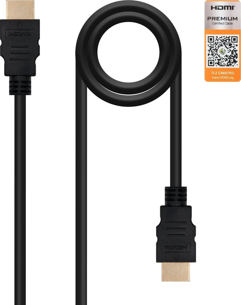 nanocable Nano Cable HDMI V2.0 / HEC 4K@60Hz 18Gbps A/M-A/M 1m - Cable HDMI - Negro