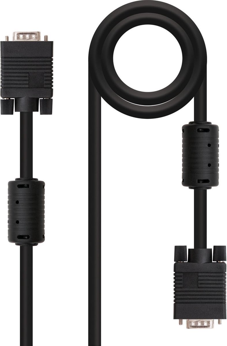 nanocable Nano Cable SVGA Con Ferrita HDB15/M-HDB15/M 1.8m - Cable SVGA - Negro