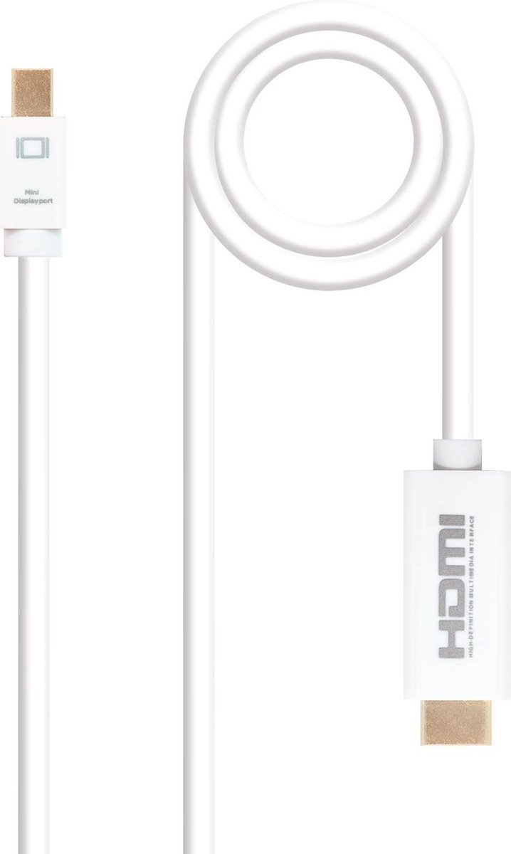 nanocable Nano Cable Conversor Mini DP a HDMI 2m - Cable HDMI - Blanco