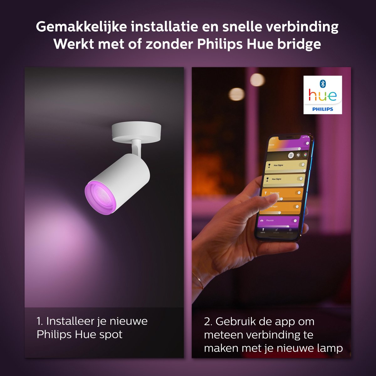 Philips Hue Fugato Spot White & Colour Bluetooth wit
