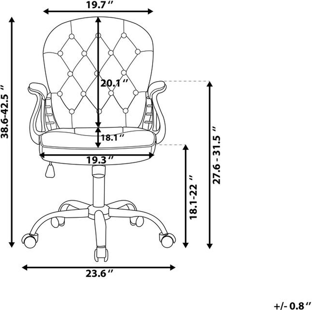 Beliani Princess Bureaustoel Kunstleer 60 X 60 Cm - Roze