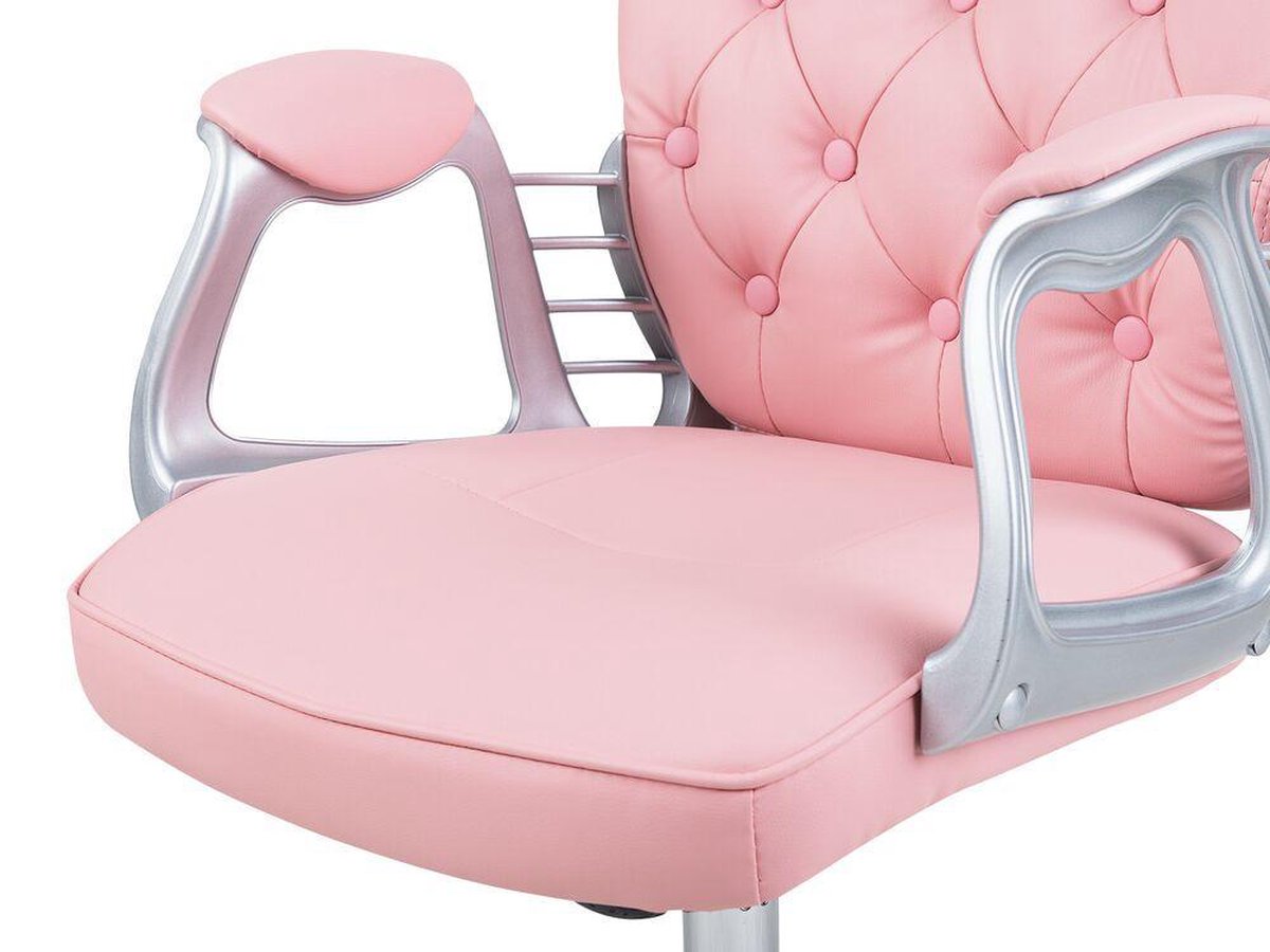 Beliani Princess Bureaustoel Kunstleer 60 X 60 Cm - Roze