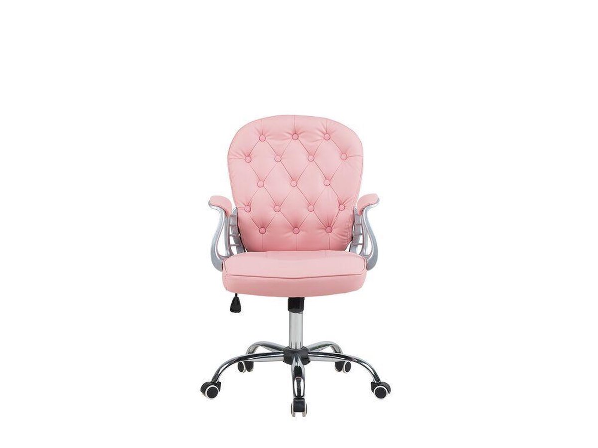 Beliani Princess Bureaustoel Kunstleer 60 X 60 Cm - Roze