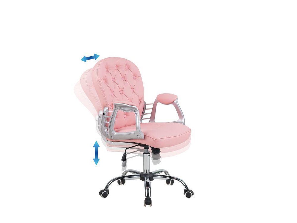 Beliani Princess Bureaustoel Kunstleer 60 X 60 Cm - Roze