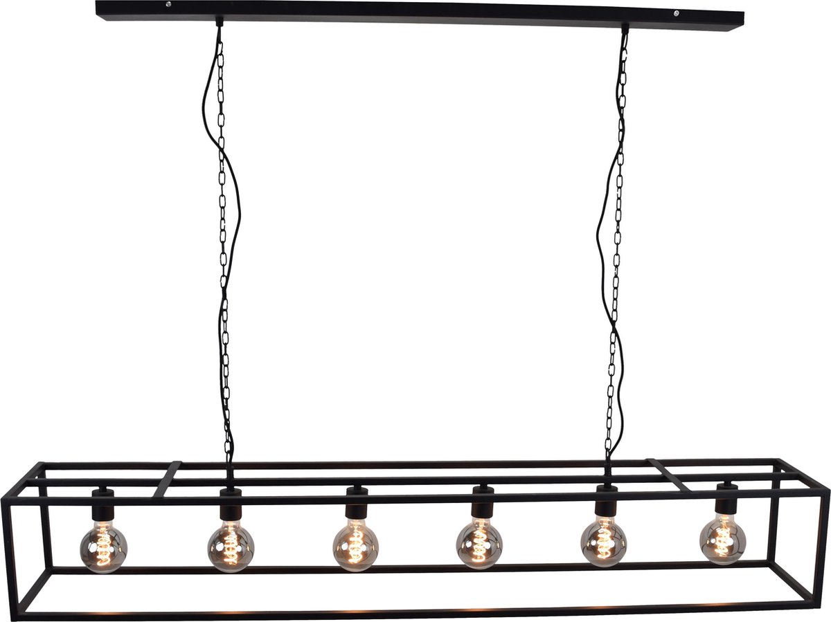 Lamponline Hanglamp Frame 6 Lichts L 160 Cm B 25 Cm - Zwart