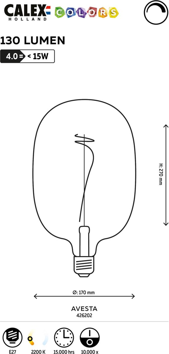 Calex Avesta Lichtbron E27 - Ø 17 cm - Groen