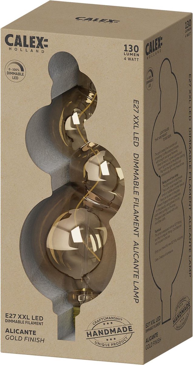 Calex Alicante Lichtbron E27 4W -Ø 12,5 cm - Goud