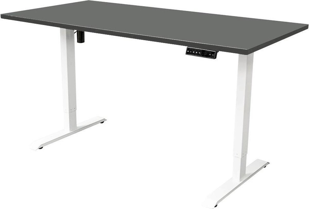 IVOL Elektrisch Verstelbaar Bureau - 160x80 Cm - Single Motor - / Antraciet - Wit