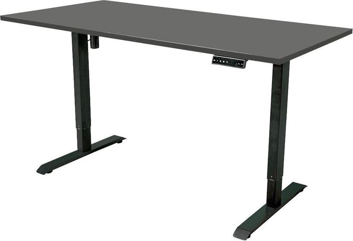 IVOL Elektrisch Verstelbaar Bureau - 180x80 Cm - Single Motor - / Antraciet - Zwart