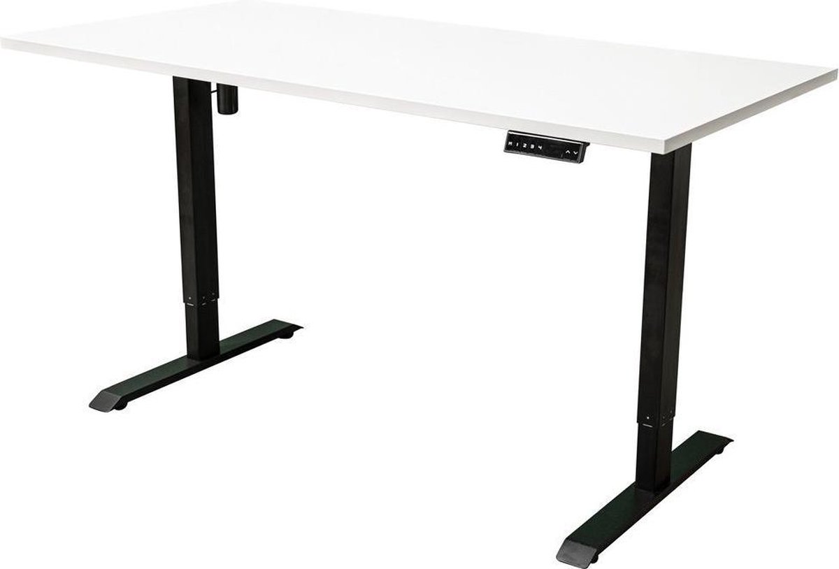 IVOL Elektrisch Verstelbaar Bureau - 180x80 Cm - Single Motor - / Wit - Zwart