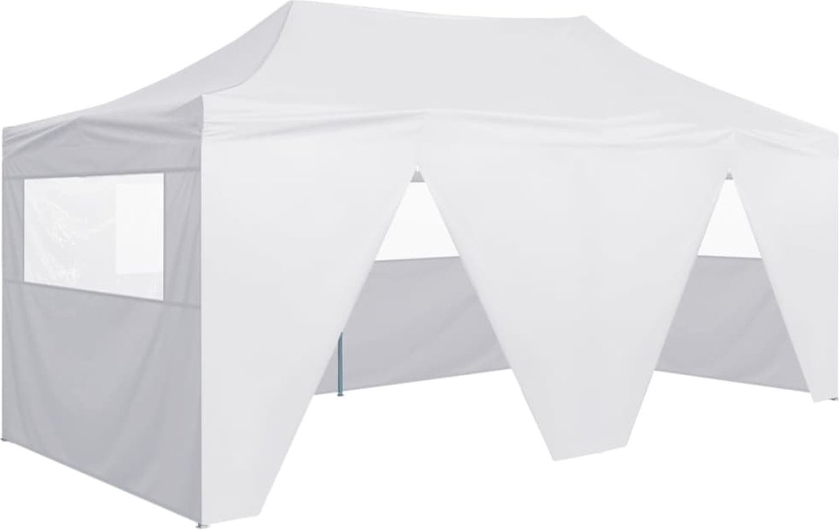 Vidaxl Partytent Met 4 Zijwanden Inklapbaar 3x6 M Staal - Wit