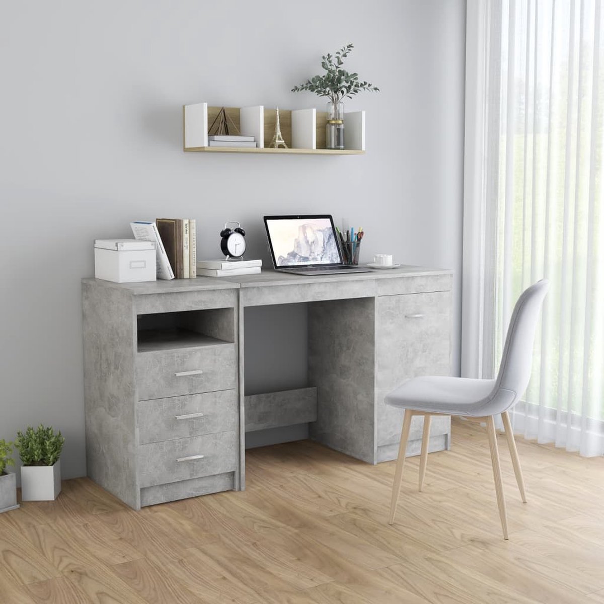 Vidaxl Bureau 140x50x76 Cm Spaanplaat Beton - Grijs