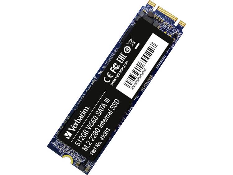 Verbatim 49363 SATA M.2 SSD 2280 harde schijf 512 GB Vi560 Retail M.2 SATA 6 Gb/s