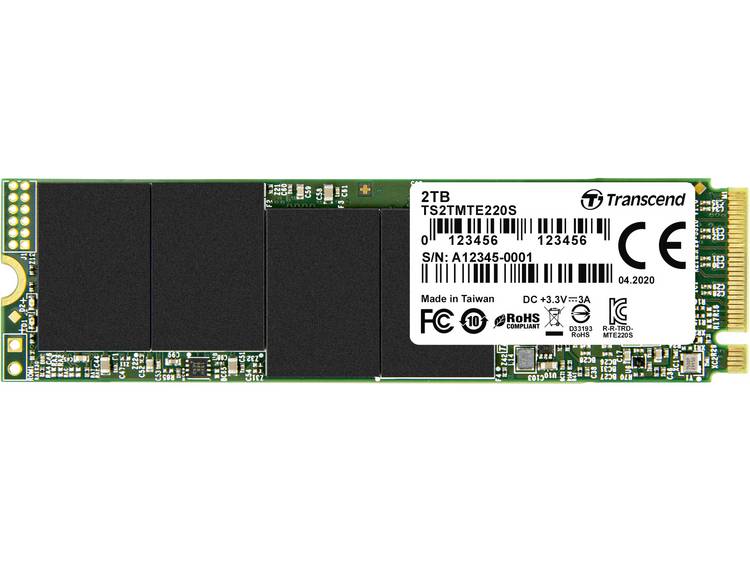 Transcend TS2TMTE220S NVMe/PCIe M.2 SSD 2280 harde schijf 2 TB 220S Retail M.2 NVMe PCIe 3.0 x4
