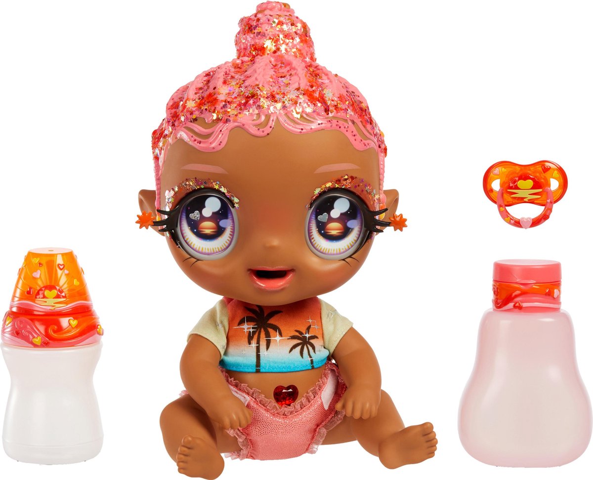 MGA Glitter Babyz Doll- Pink (Palm Trees) - Coral