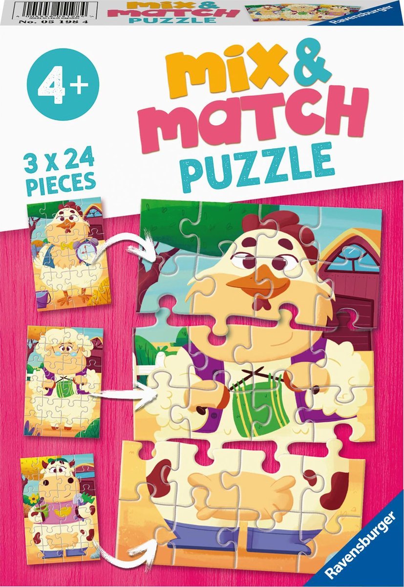 Ravensburger Puzzel Mix-Match Boerderijvriend 3x49 Stukjes