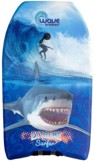 VDM bodyboard Shark junior 93 cm polystyreen lichtblauw