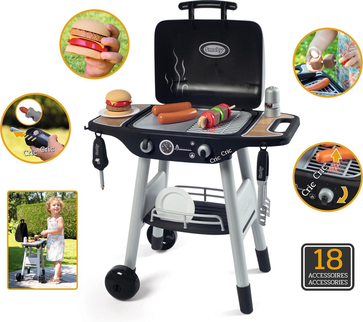 Smoby speelgoedbarbecue junior 35 x 50 x 72 cm 19 delig - Zwart