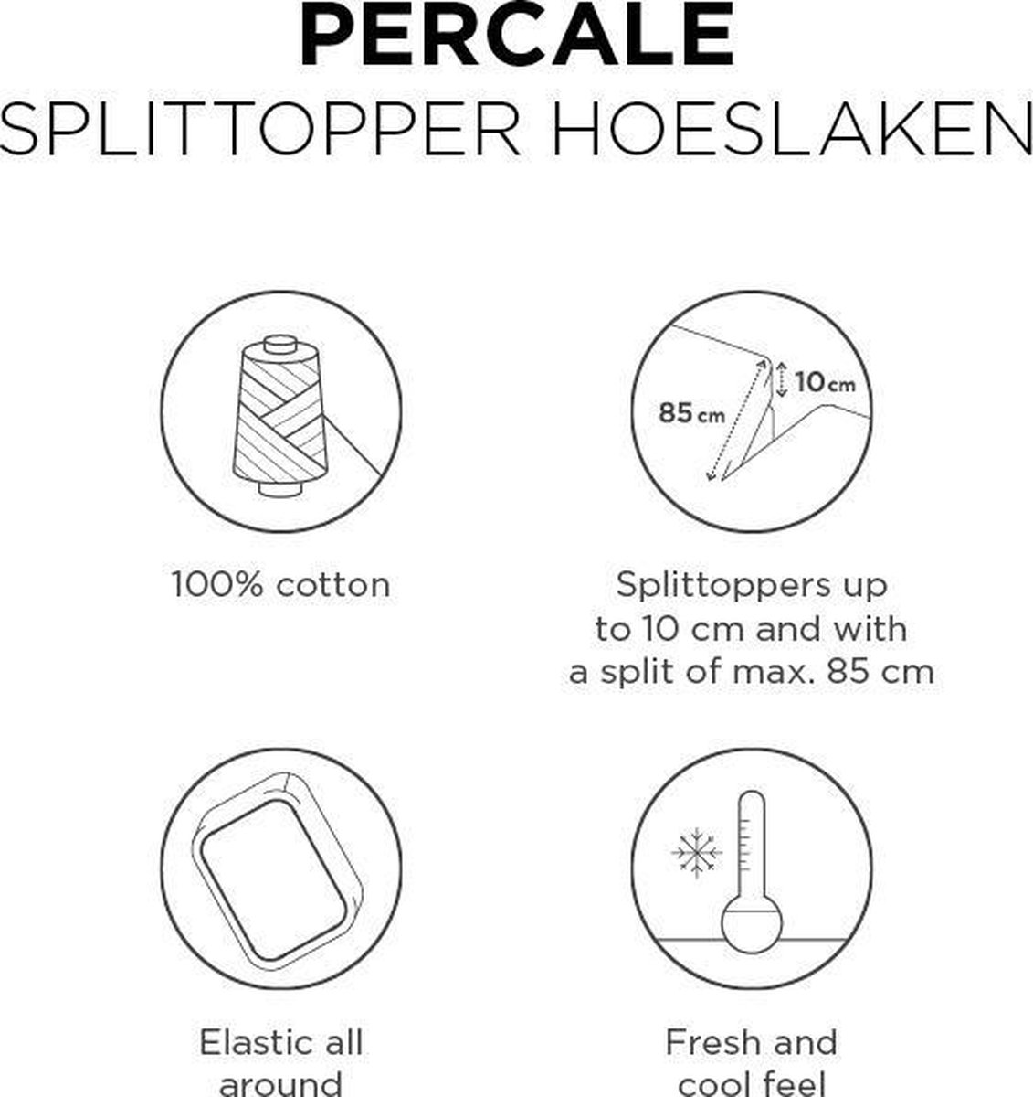 Beddinghouse Perkal Splittopper Hoeslaken 180 x 200 cm - Grijs